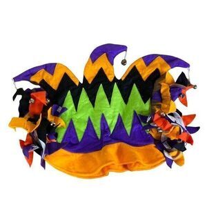 Mardi Gras Jester Hat Bells New Orleans Unisex Costume Halloween Orange Adult OS